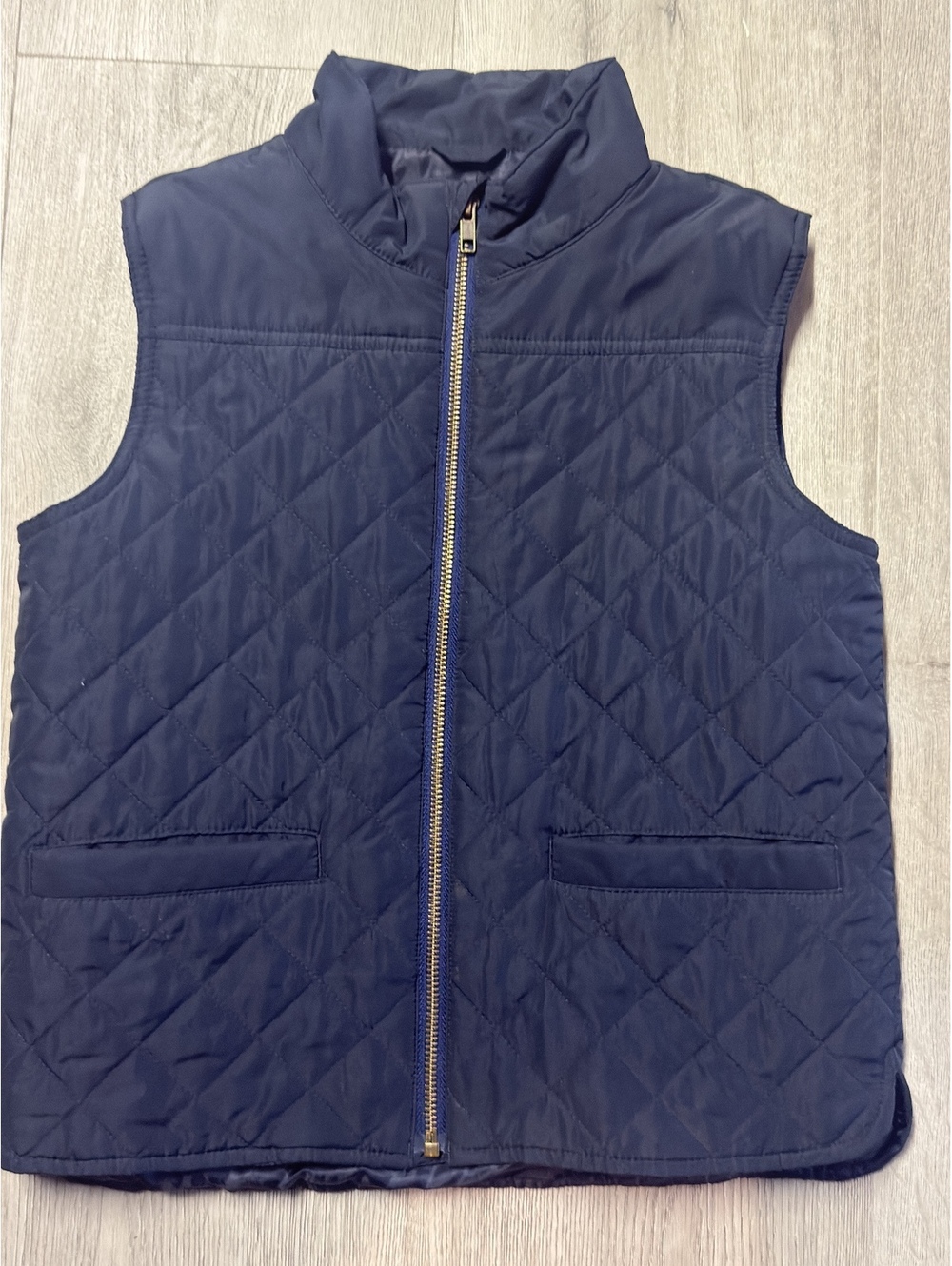 Crewcuts Boys Quilted Vest Navy Blue Size 8 Sleeveless Zipper Pockets